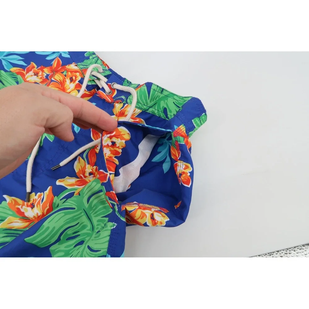 Polo Ralph Lauren Swim Trunks Mens‎ Large Blue Floral Tropical Cargo Drawstring